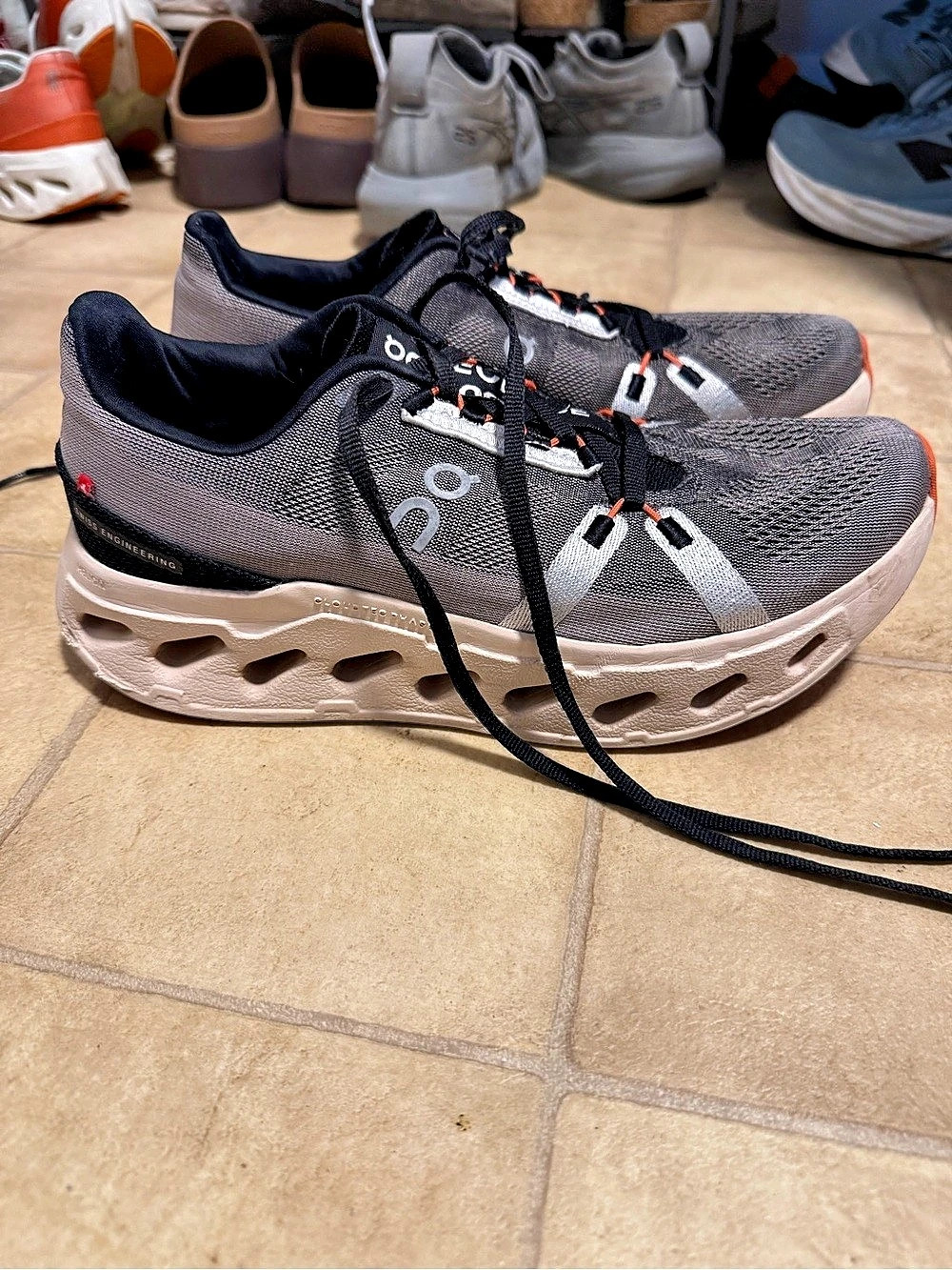 On Cloudswift Gray & Orange Athletic Shoes